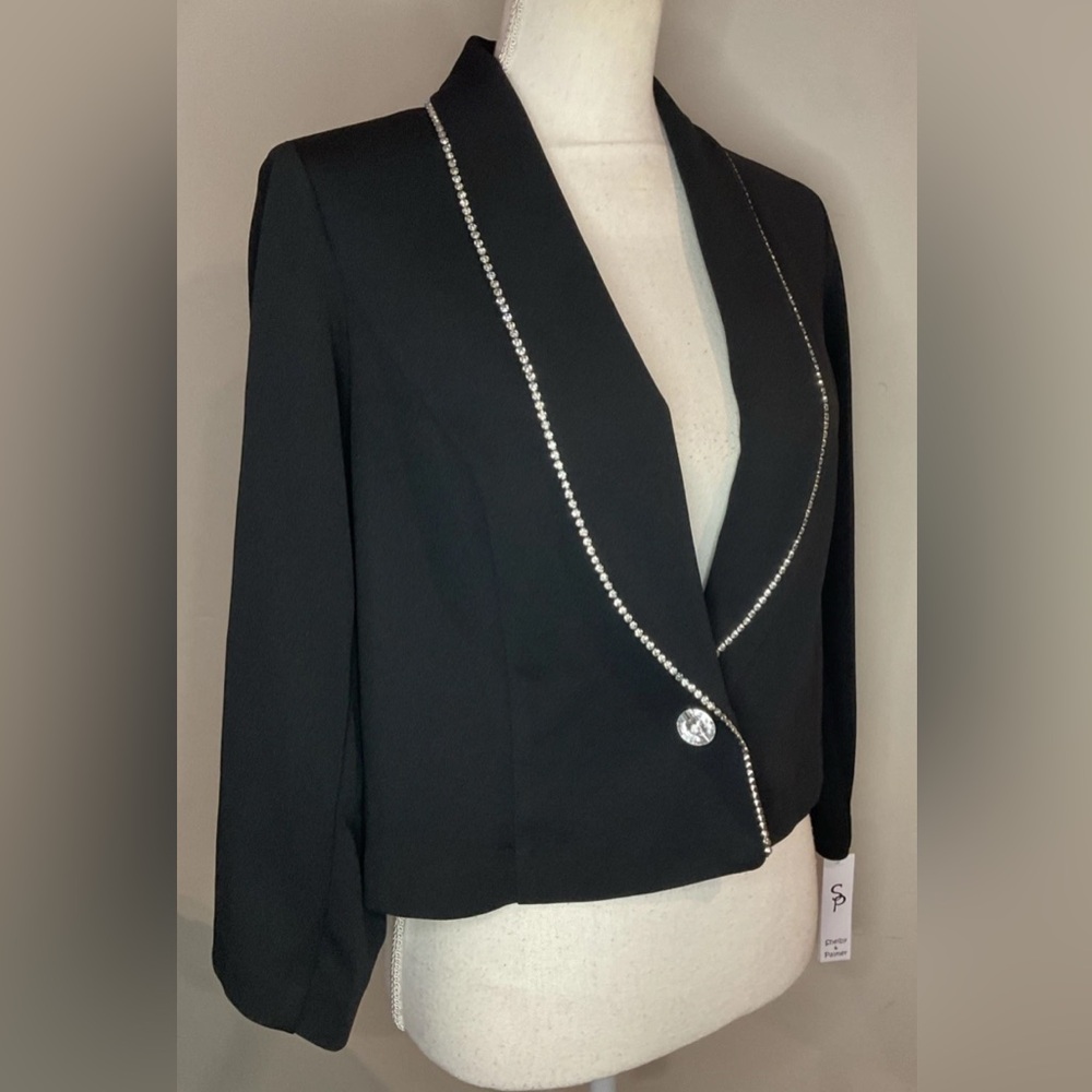 Shelby & Palmer Women Embellished Cropped Blazer/Jacket Black Sz L NWT - Picture 5 of 10